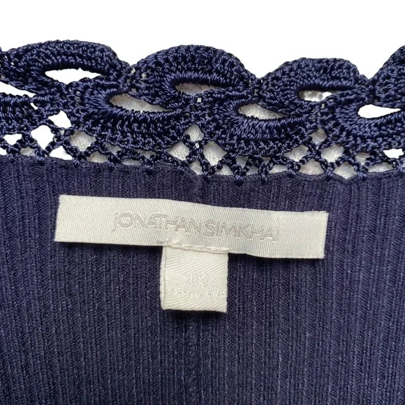 Jonathan Simkhai Crochet Knit Deep V-Neck Fit & Flare Dress Navy XS - Picture 15 of 16